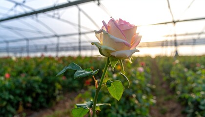 rose flower growing in a commercial greenhouse