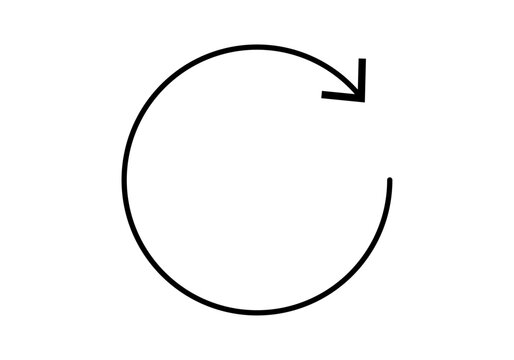Icono de flecha circular de trazo fino en color negro que indica procesos de actualizaci&oacute;n o reciclaje