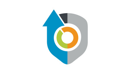 Abstract geometric logo design with arrow and circle elements.