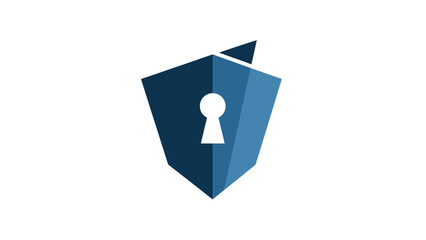 A blue security shield with a keyhole in the center, symbolizing data protection and cybersecurity.