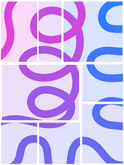 Abstract squiggly lines, Vibrant abstract gradient wavy line with flowing pink to blue hues forming dynamic wavy curves. Modern minimalist background element perfect for posters, tech art