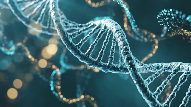 Cinematic 3D Visualization of Rotating DNA Double Helix
