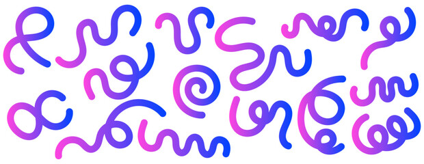Abstract squiggly lines, Vibrant abstract gradient line with flowing pink to blue hues forming dynamic wavy curves. Modern minimalist background element perfect for posters, tech art, digital design