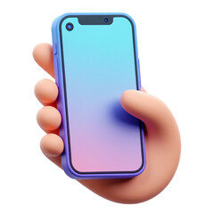 3D hand holding mobile phone