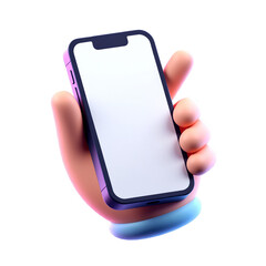 3D hand holding mobile phone