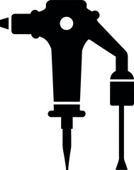 Hydraulic Jackhammer Silhouette Tool Icon Vector
