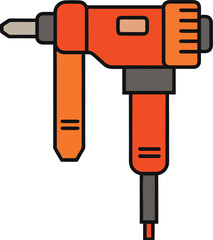Corded Electric Hydraulic Hammer Drill Icon Illustration