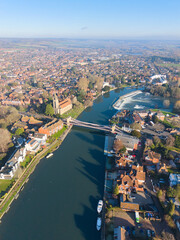 Sunny aerial capture of Marlow by the River Thames in Buckinghamshire