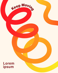 Vibrant abstract gradient loop poster with flowing shapes in warm colors featuring colorful, wavy gradient lines and "Keep Moving" text for a dynamic, modern feel, motivational design