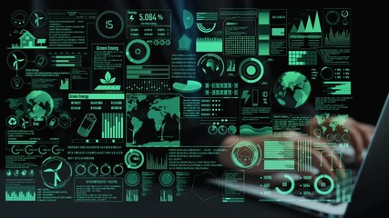 A futuristic wind turbine monitoring system interface showcasing real-time data analytics and management solutions for enhancing renewable energy efficiency and sustainability. Cipher - Powered by Adobe