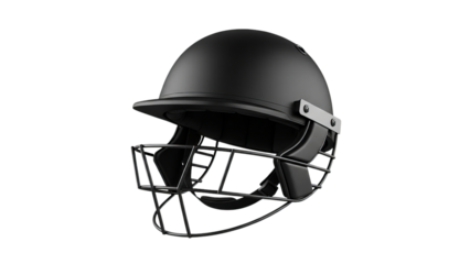 Black Cricket Helmet Isolated on Transparent Background PNG, Black Cricket Helmet cutouts 