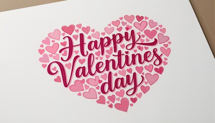 Happy Valentines day text Lettering heart shape invitation card
