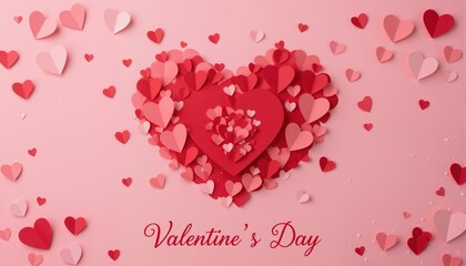 paper hearts valentine's day  - 3D romantic card / background ( love , valentine , wedding )

