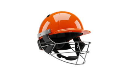 Orange Cricket Helmet Isolated on Transparent Background PNG, Orange Cricket Helmet cutouts 