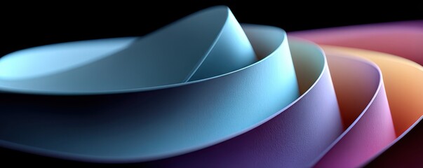 Abstract spiral ribbons of blue, purple, and orange light against a dark background