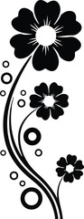 Elegant black floral design with swirling stems and circles
