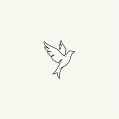 Obraz premium Single line bird in flight icon flat vector design.