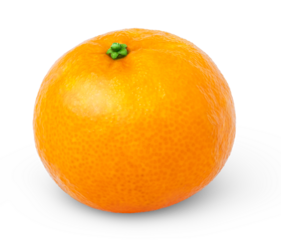 One single unpeeled mandarin or tangerine fruit isolated. Unpeeled tangerine citrus fruit with clipping path.