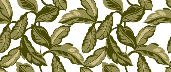 Hand draw leaves pattern. Seamless abstract pattern design