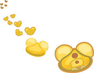 Flying pollen grains of gymnosperm with two sac wing isolated on white background