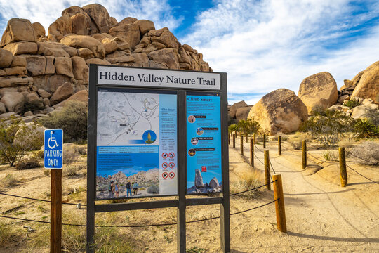 Hidden Valley Nature Trail entrance marker Joshua Tree National Park