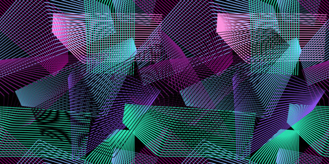 Seamless background of straight geometric lines . Hand drawn. Not AI, vector illustration.