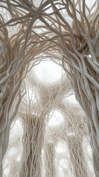 Organic white architectural space with flowing biomorphic forms creating a calm futuristic atmosphere. Cloud Dancer 2026 visual language for innovation, abstract design, wellness, and luxury concepts.