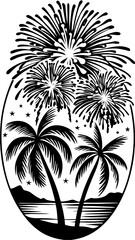 Tropical Island New Year's Fireworks Celebration