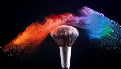 makeup brush with exploding colorful powder