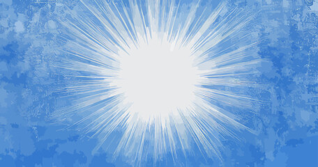 The background of this summer scene is a blue retro design with halftone corners, presented in a modern retro pop art style that is well-suited for comics, book covers, posters, and various