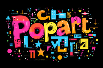 Alphabet letters and numbers are showcased in a pop art style font design