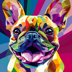 An attractive pop art image of a dog designed to adorn the walls of your residence