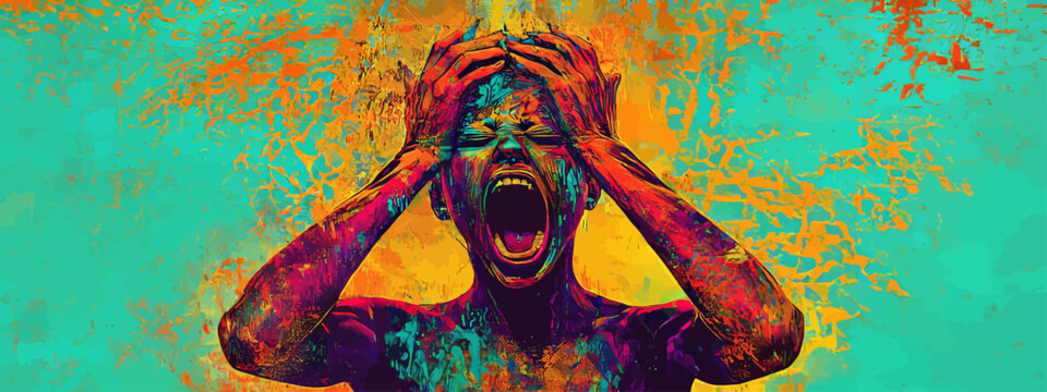 Modern design and retro style combine in a contemporary art collage featuring a man posed on a green studio background, evoking the style of a magazine