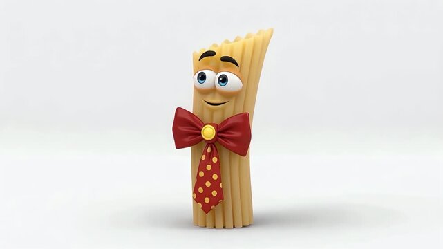 Playful Cartoon Pencil Character With Bow Tie Laughing.