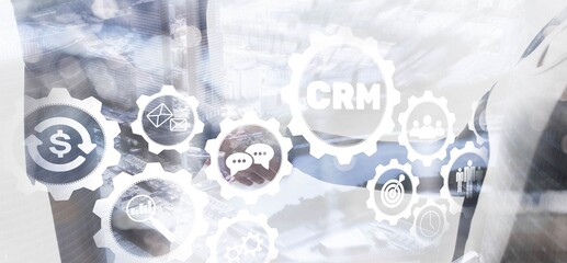 CRM Customer Relationship Management. Abstract Mixed Media background