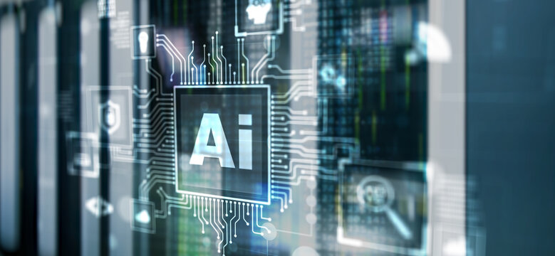 Artificial Intelligence Processor Concept. Abstract server background - Powered by Adobe