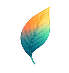 Gradient Leaf on Transparent Background - Blue to Yellow