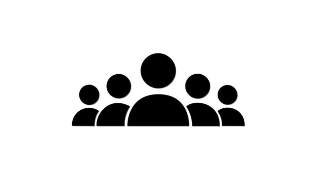 Group of five people icon isolated animation. Community icon, business and teamwork icon animation for corporate collaboration concept