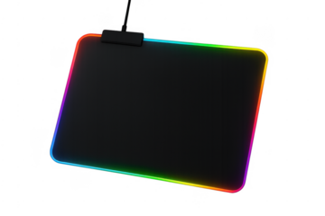 Gaming mouse pad with colorful rgb lighting displaying neon glow