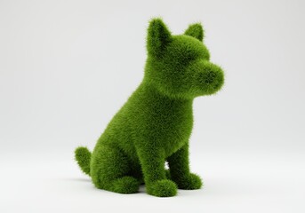 Sculpture of Dog Form Crafted from Green Grass Blades