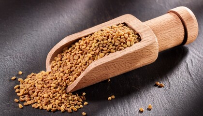 Wooden Scoop With Fenugreek Seeds