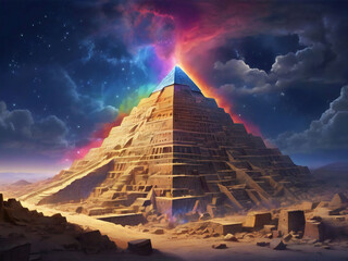 Starry sky and Egyptian pyramids