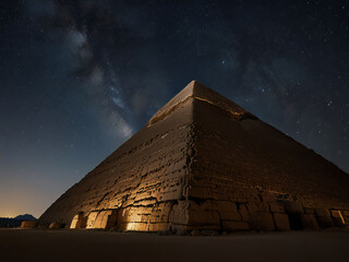 Starry sky and Egyptian pyramids