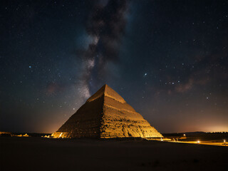 Starry sky and Egyptian pyramids