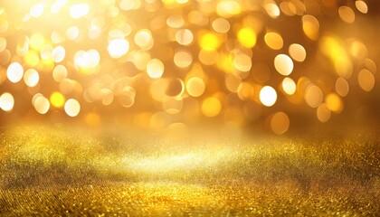 Abstract Golden Background With Bokeh Effect And Shining Defocused Glitters Festive Gold Texture For Christmas New Year Birthday Celebration Greeting Victory Success Magic Party