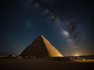 Starry sky and Egyptian pyramids