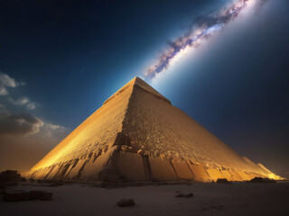 Starry sky and Egyptian pyramids