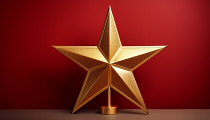 A Golden Five Pointed Star Stands Against A Red Backdrop