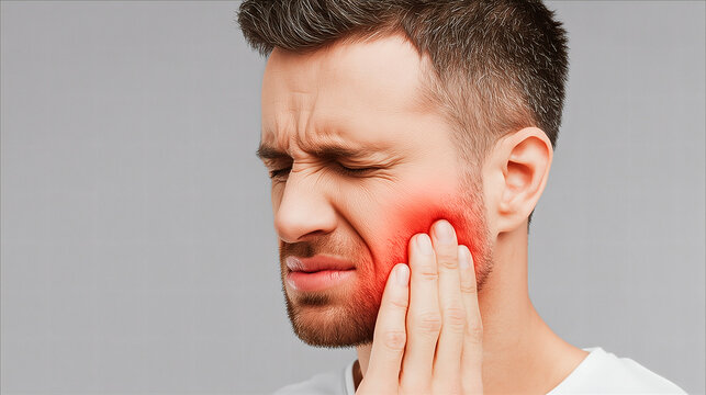 Hombre joven con dolor de muelas