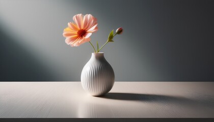 Flower In A Vase Placed On A Simple Table